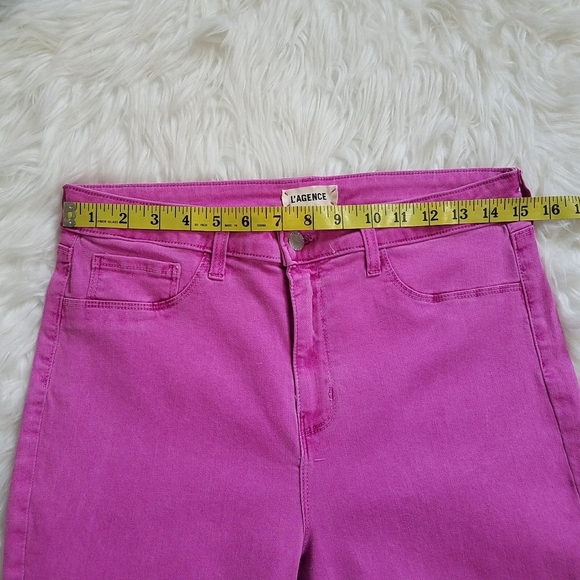 L'Agence Margot High Rise Crop Hot Pink Posey Skinny Jeans - Picture 3 of 8